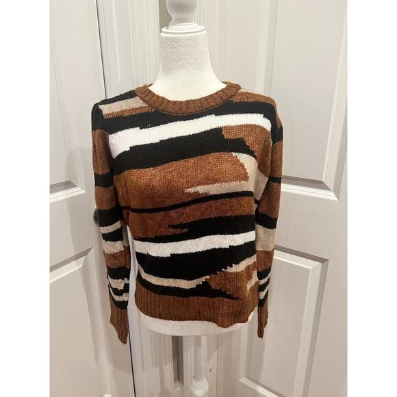 Saltwater Luxe Sweaters - New Free People Saltwater Luxe Abstract Womens Sweater XS Comfy Soft Puff Sleeve